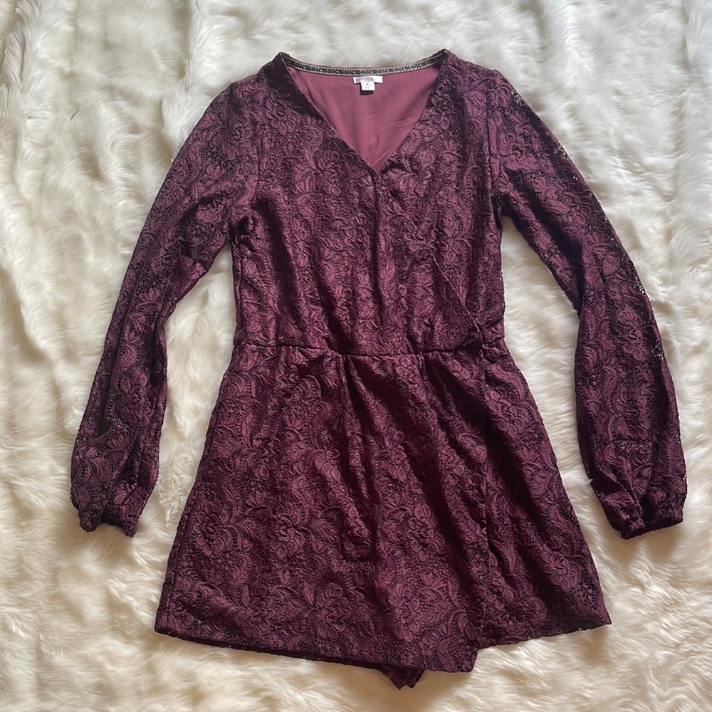 Lace Burgundy Romper